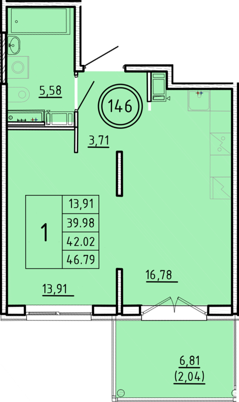 2 ккв (Евро) 40 м²