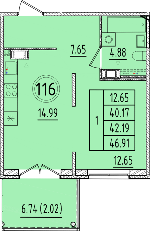 1 ккв 40,2 м²