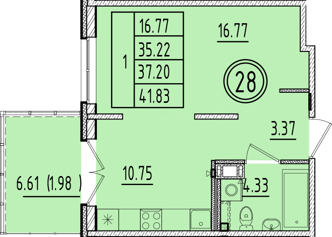 1 ккв 35,2 м²