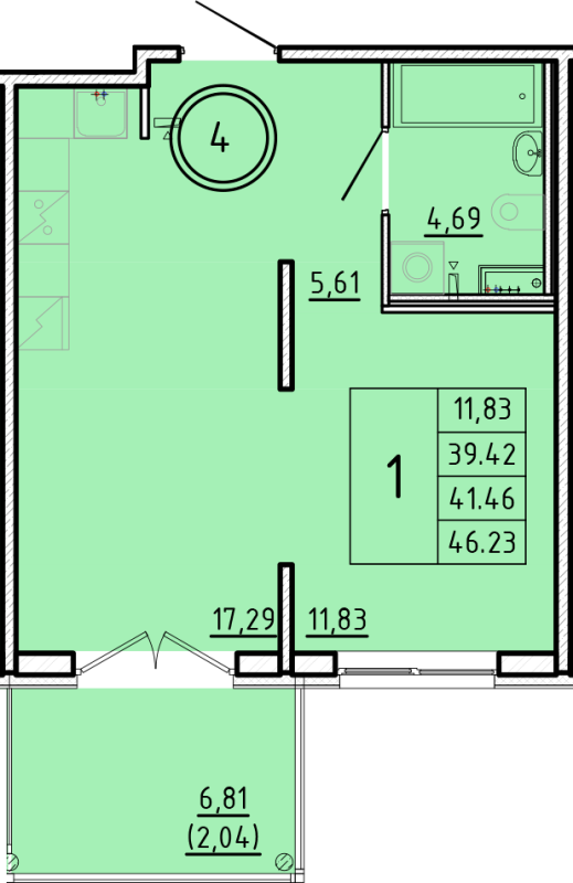 2 ккв (Евро) 39,4 м²