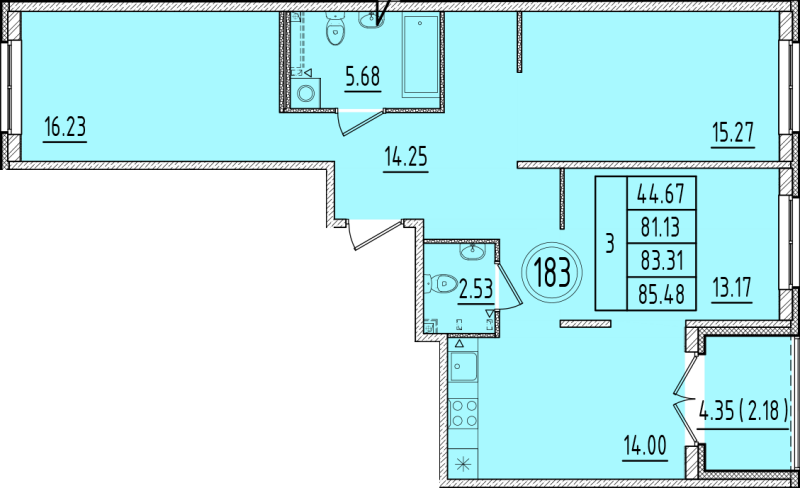3 ккв 81,1 м²