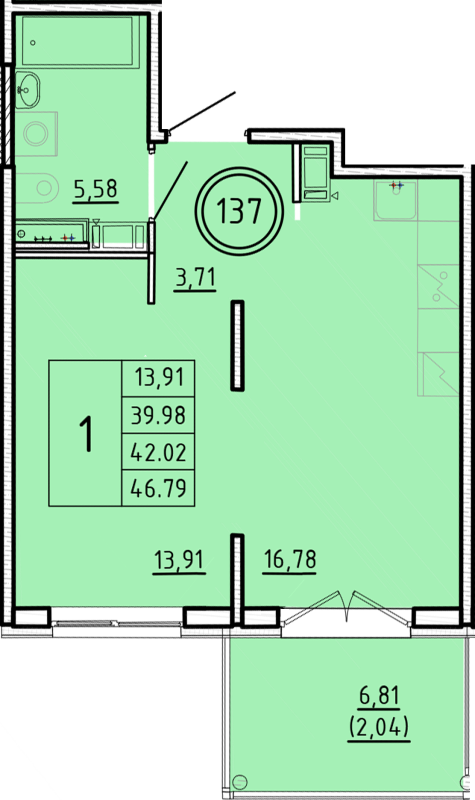 2 ккв (Евро) 40 м²
