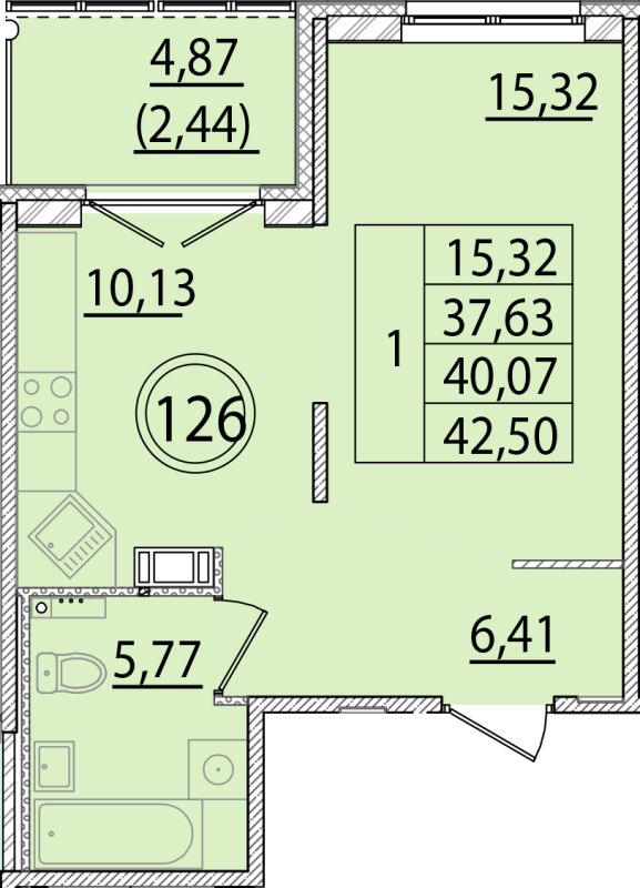 1 ккв 37,6 м²