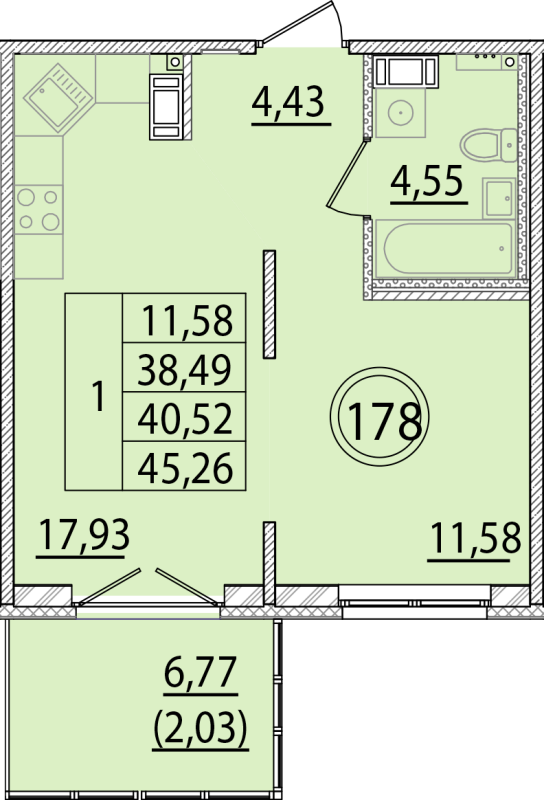 2 ккв (Евро) 38,5 м²