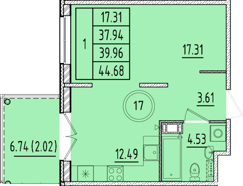 1 ккв 37,9 м²