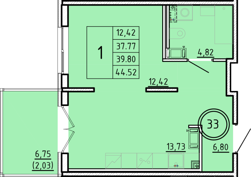 1 ккв 37,8 м²