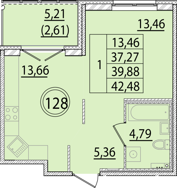 1 ккв 37,3 м²