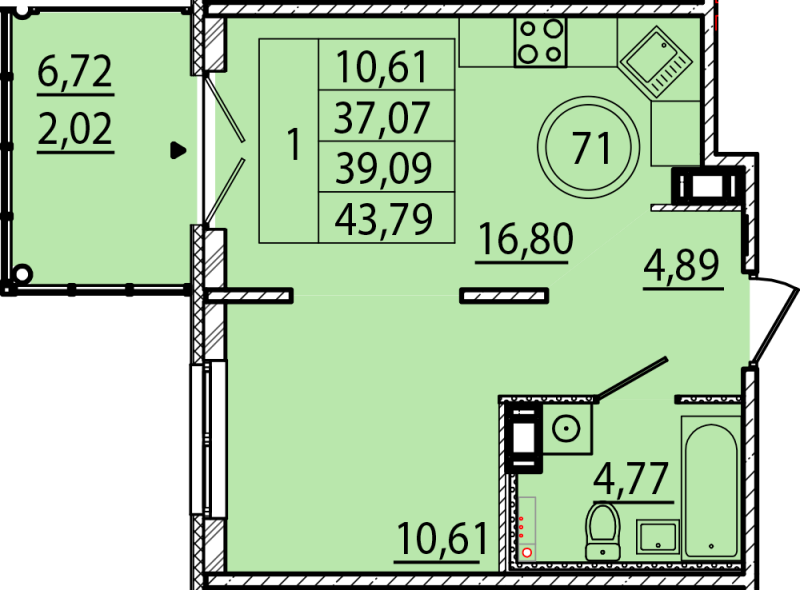 2 ккв (Евро) 37,1 м²