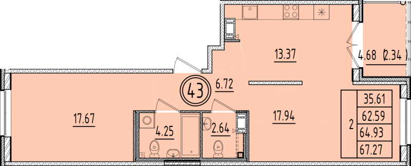 2 ккв 62,6 м²