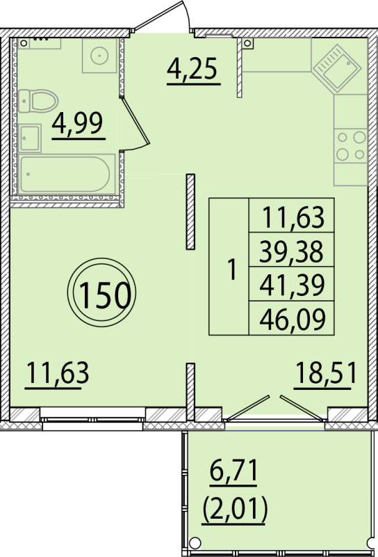 2 ккв (Евро) 39,4 м²