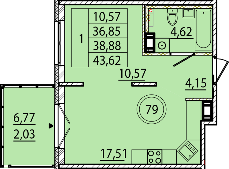 2 ккв (Евро) 36,9 м²