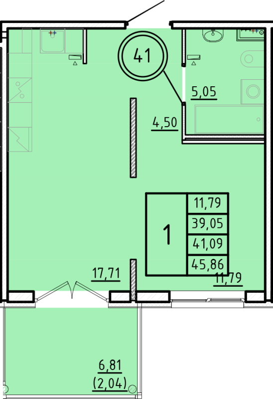 2 ккв (Евро) 39,1 м²