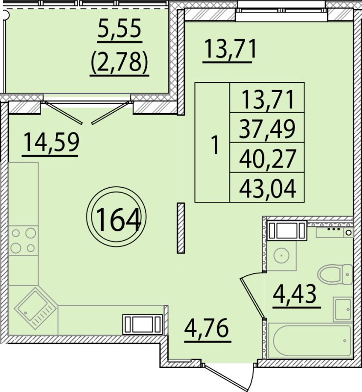 1 ккв 37,5 м²