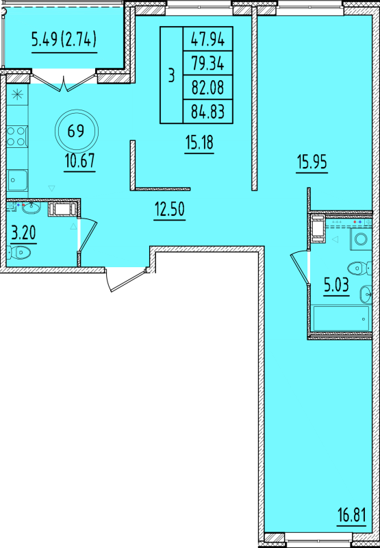 3 ккв 79,3 м²
