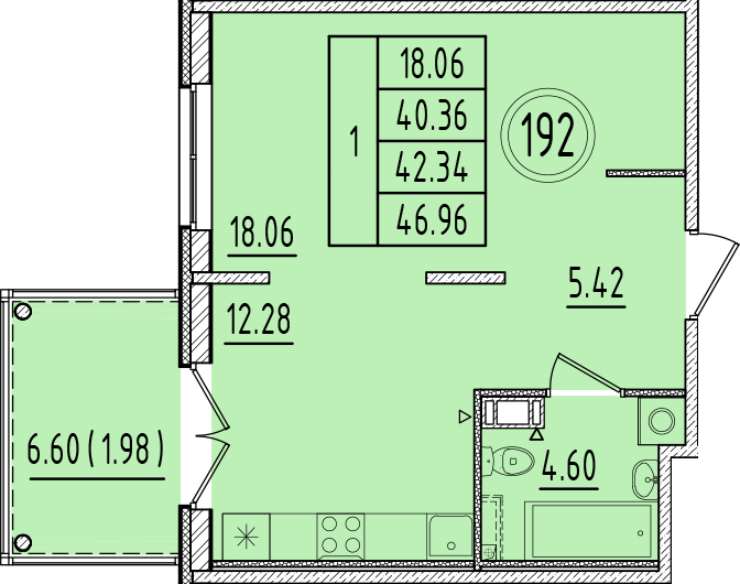 1 ккв 40,4 м²
