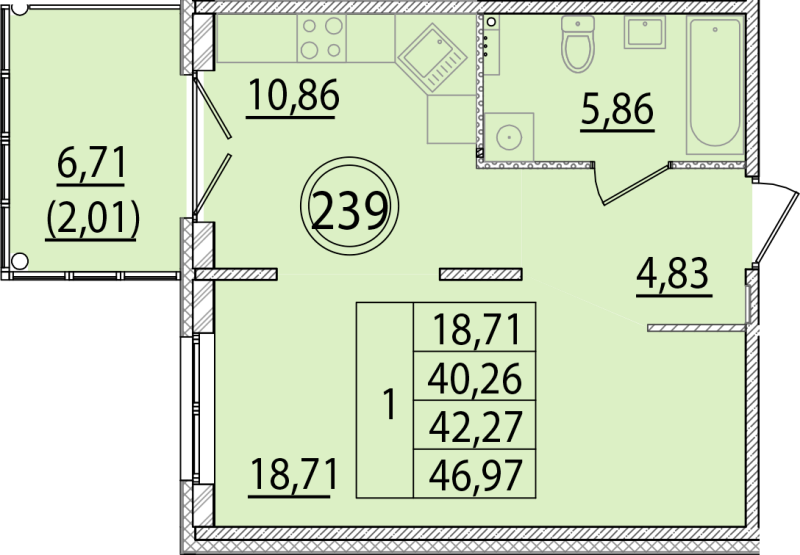 1 ккв 40,3 м²