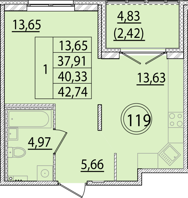 1 ккв 37,9 м²