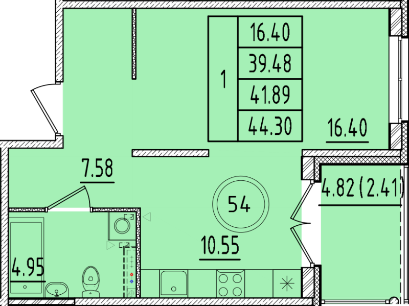 2 ккв (Евро) 39,5 м²