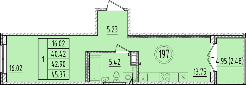1 ккв 40,4 м²