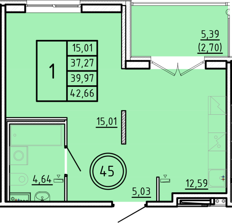 1 ккв 37,3 м²