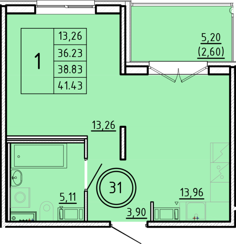 1 ккв 36,2 м²