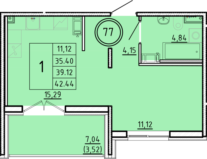 2 ккв (Евро) 35,4 м²