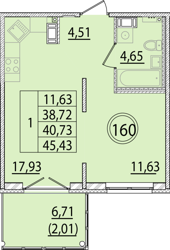 2 ккв (Евро) 38,7 м²