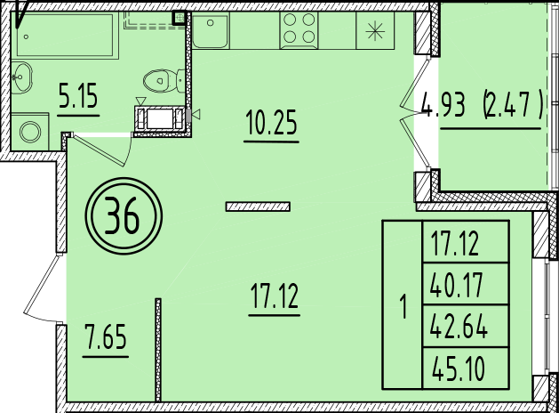 1 ккв 40,2 м²