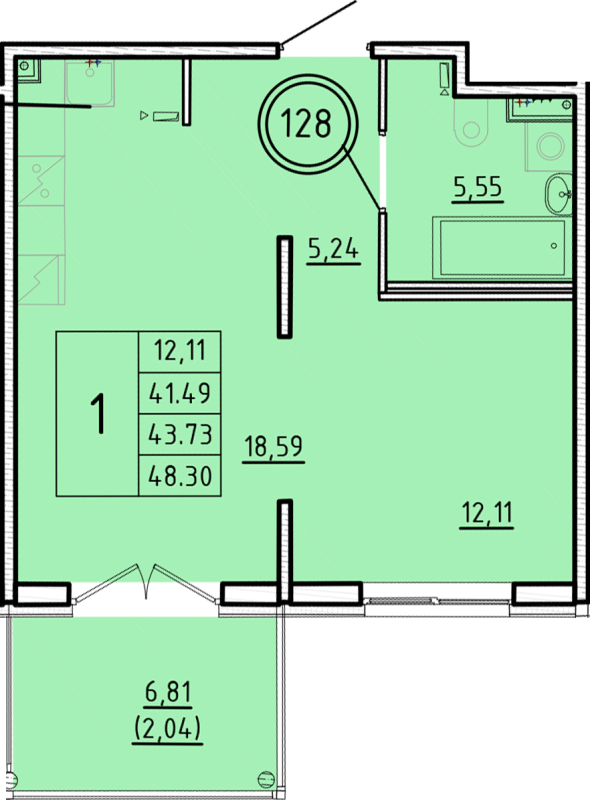2 ккв (Евро) 41,5 м²