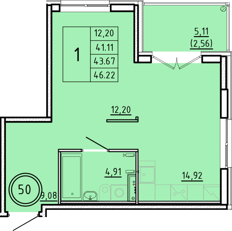 1 ккв 41,1 м²
