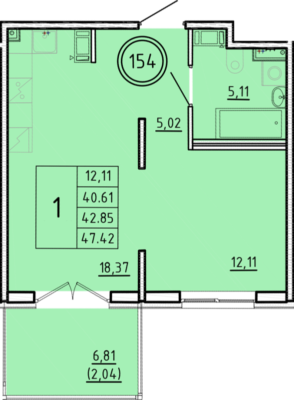 2 ккв (Евро) 40,6 м²