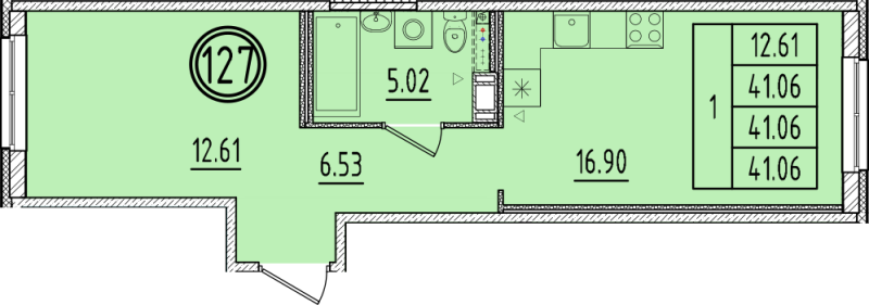 2 ккв (Евро) 41,1 м²