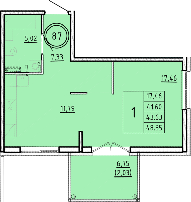 1 ккв 41,6 м²