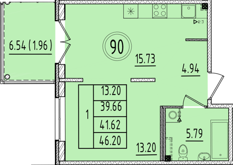 2 ккв (Евро) 39,7 м²