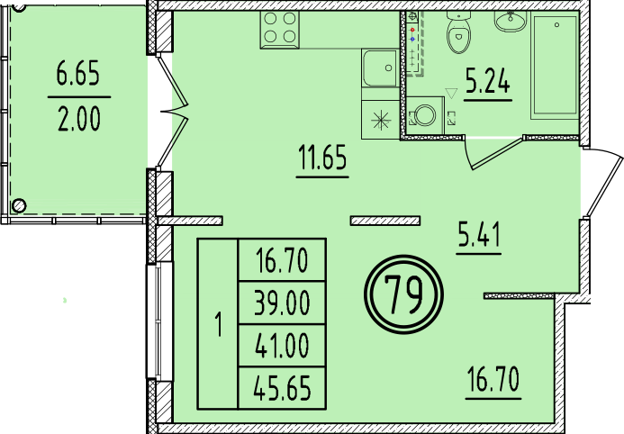 1 ккв 39 м²