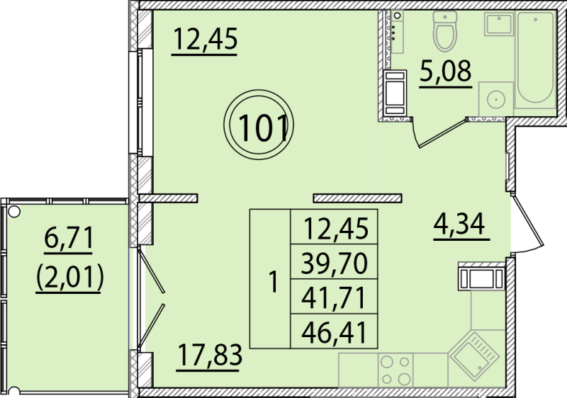2 ккв (Евро) 39,7 м²