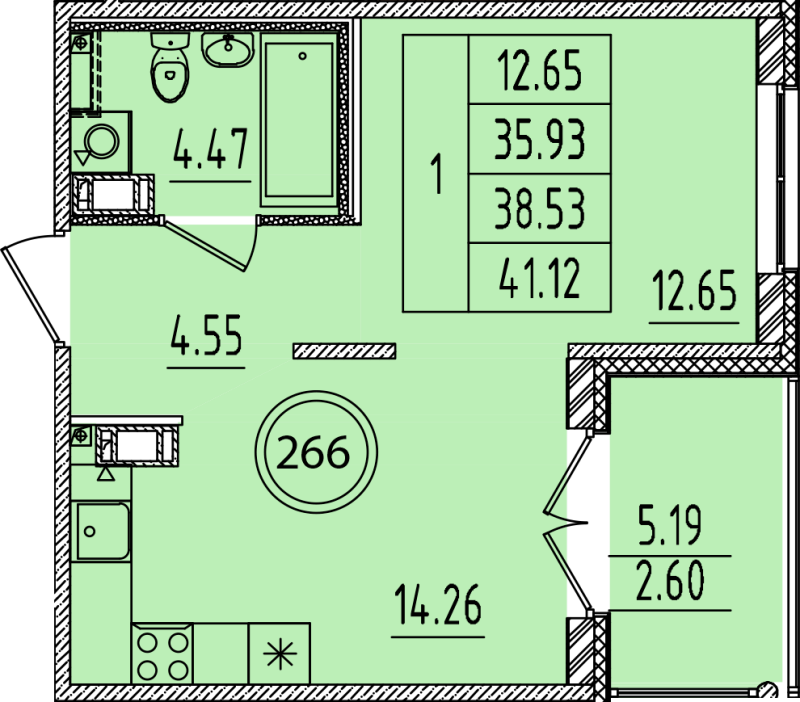 1 ккв 35,9 м²