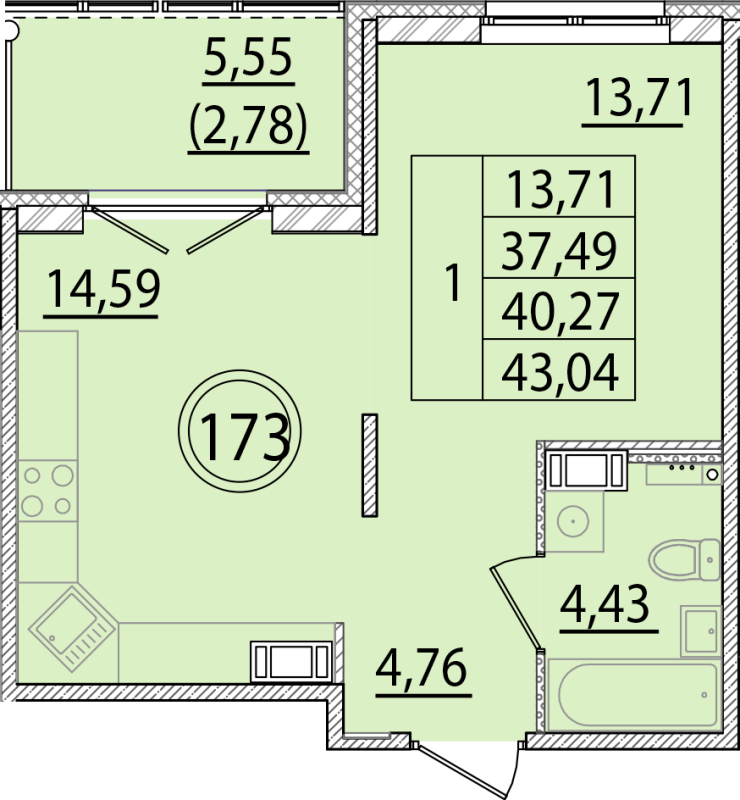 1 ккв 37,5 м²