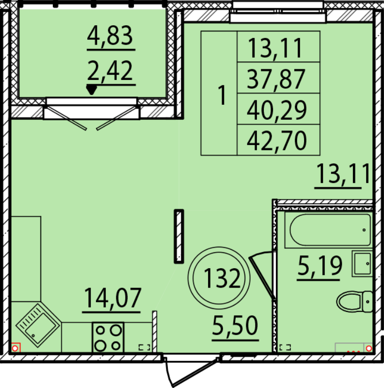 1 ккв 37,9 м²