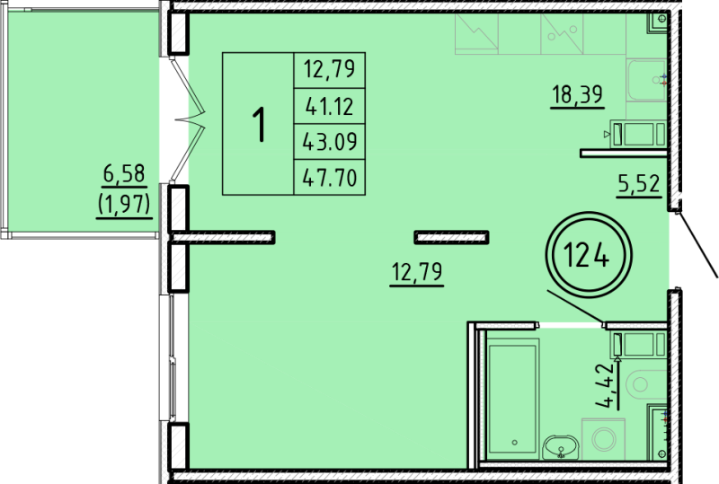 2 ккв (Евро) 41,1 м²