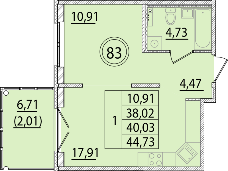 2 ккв (Евро) 38 м²