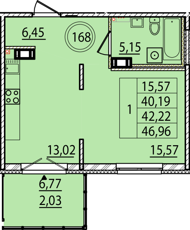 1 ккв 40,2 м²