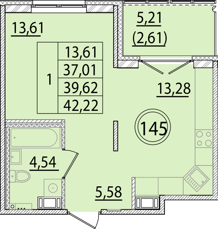1 ккв 37 м²
