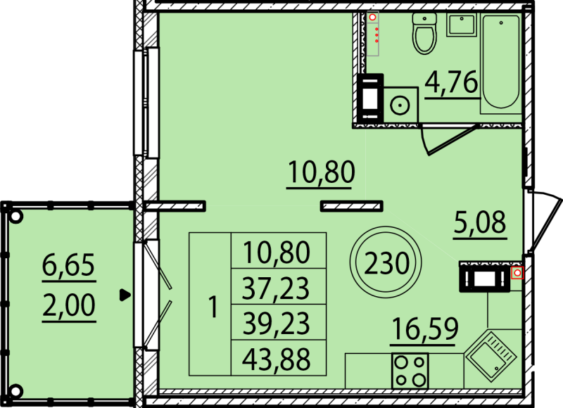 2 ккв (Евро) 37,2 м²