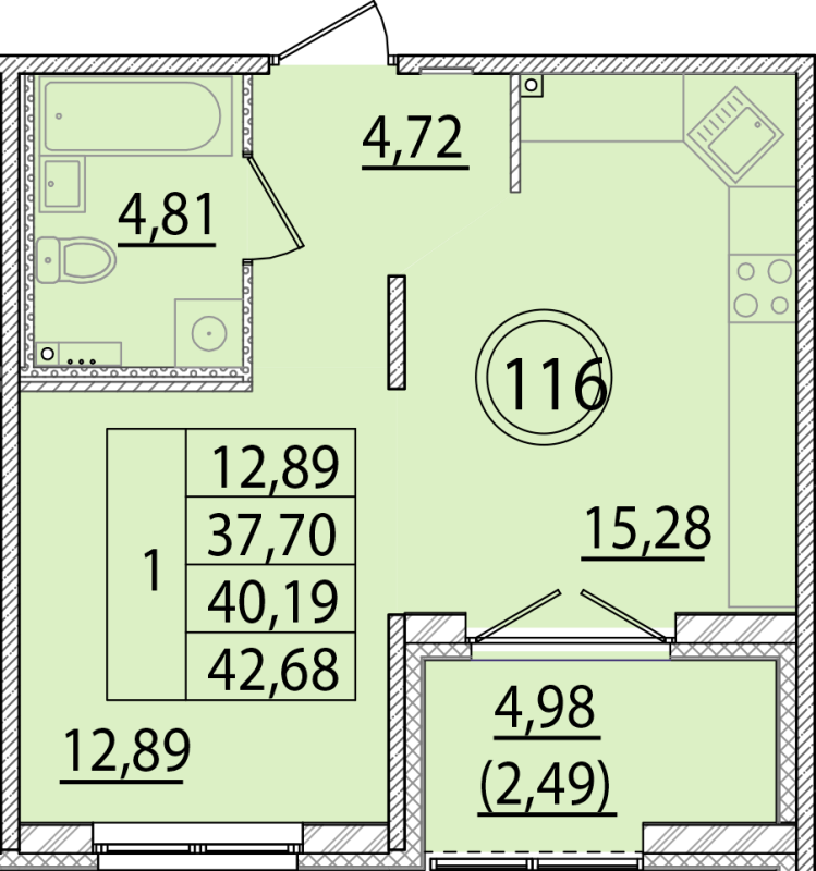 2 ккв (Евро) 37,7 м²