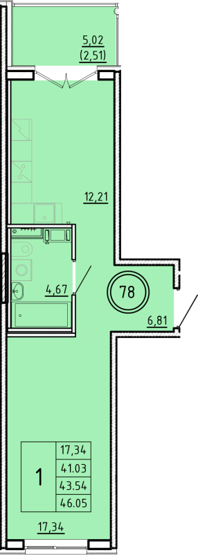 1 ккв 41 м²