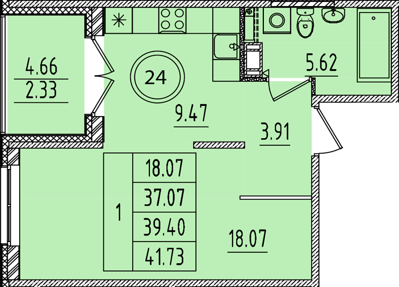 1 ккв 37,1 м²
