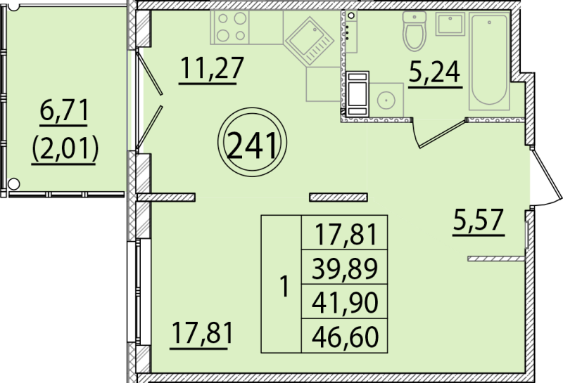 1 ккв 39,9 м²