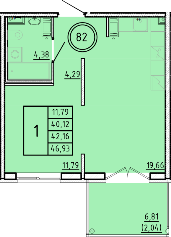 2 ккв (Евро) 40,1 м²
