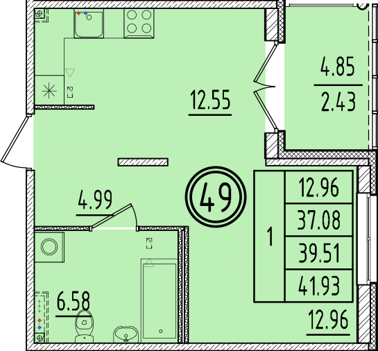 1 ккв 37,1 м²